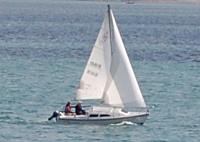 The Anne Marie under sail on Canyon Lake in Central Texas in February 2012.